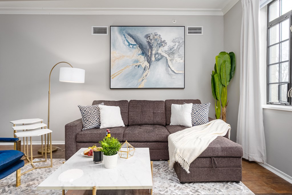 Spacious Living Room at Park Heights by the Lake Apartments, Illinois