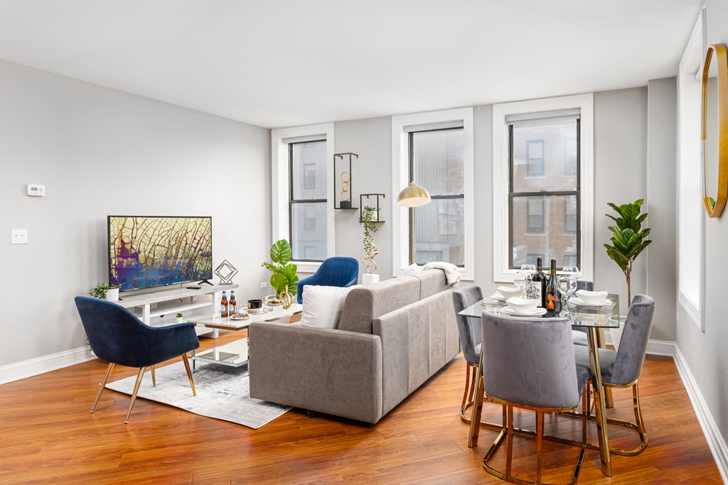 Modern Living Room at Somerset Place Apartments, Chicago, IL