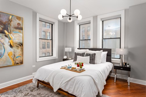 Private Master Bedroom at Somerset Place Apartments, Chicago, Illinois