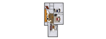 2 Bedroom, 1 Bathroom Floor plan at The Court at Sandstone Apartments, Indiana, 46142