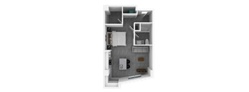 Luxury Studio, 710 sqft, 3D Floorplan at The Whit in Indianapolis, IN 46204