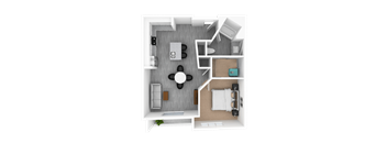 Luxury 1 Bedroom 1 Bathroom, 866 sqft, 3D Floorplan at The Whit in Indianapolis, IN 46204