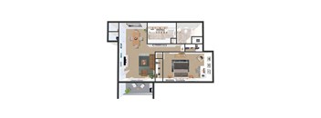 1 Bedroom 1 Bathroom Garden, 636 - 674 sqft at Tymberwood Trace Apartments, Louisville, KY