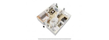 1 Bedroom 1 Bathroom 825 Sq. Ft. The Creekside Floor Plan at Creekside at Meadowbrook Apartments, Lowell