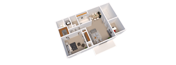 1 Bedroom 1 Bathroom Plus Den Floor Plan at The Lodge Apartments, Indianapolis, IN