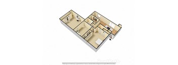 3 BR, 2 Bath Floor Plan 3D View at Pickwick Farms Apartments, Indiana