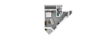 Luxury Studio, 739 sqft, 3D Floorplan at The Whit in Indianapolis, IN 46204