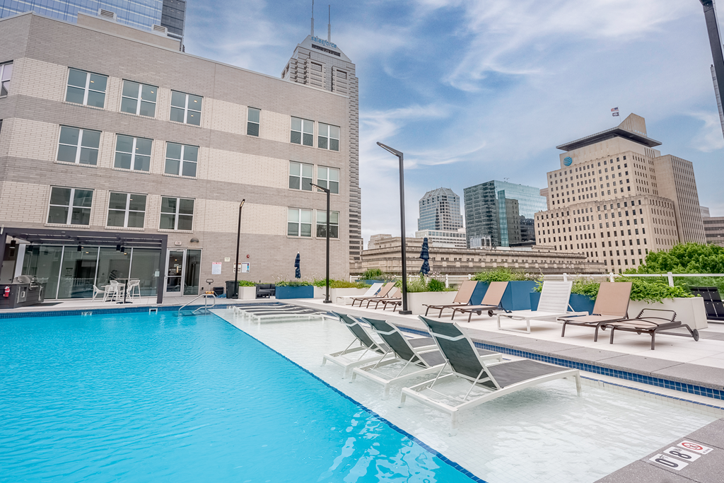 Pool With Sundecks at The Whit Apartments, Indianapolis, Indiana