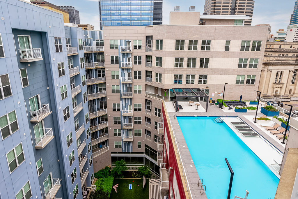 Aerial Pool View at The Whit Apartments, Indiana
