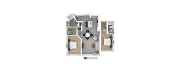 Luxury 2 Bed 2 Bath, 1,330 sqft, 3D Floorplan at The Whit in Indianapolis, IN 46204