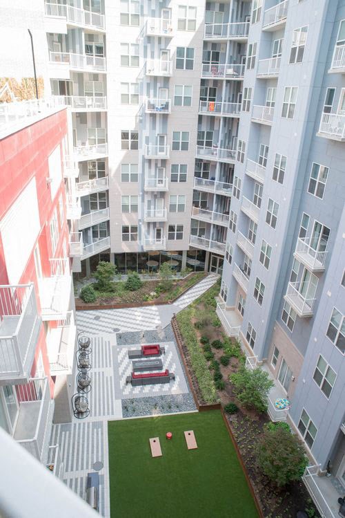 View of Outdoor Courtyard at The Whit Apartments, Indianapolis, Indiana