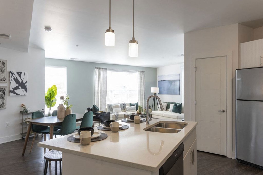 Kitchen Island at The Whit Apartments, Indianapolis, IN, 46204