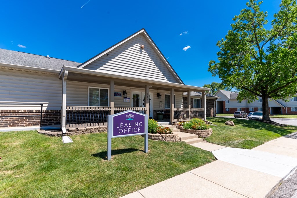 Leasing Office Exterior at Lake Camelot Apartments, Indianapolis, 46268