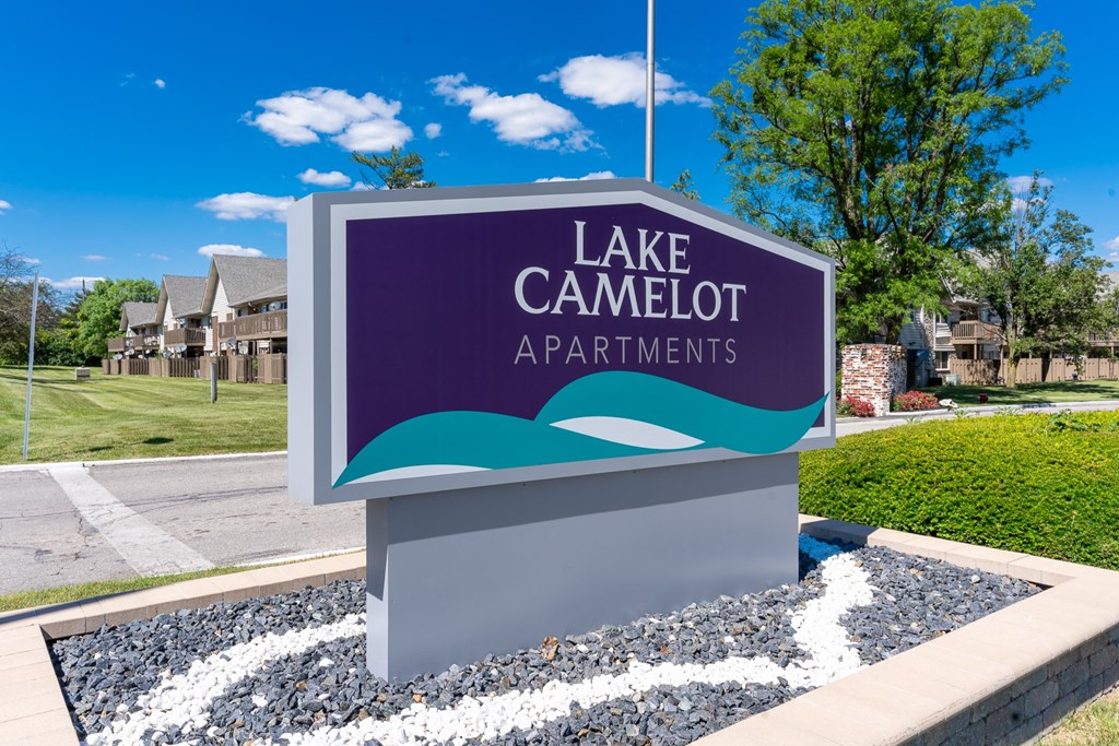 Welcoming Property Signage at Lake Camelot Apartments, Indianapolis, Indiana