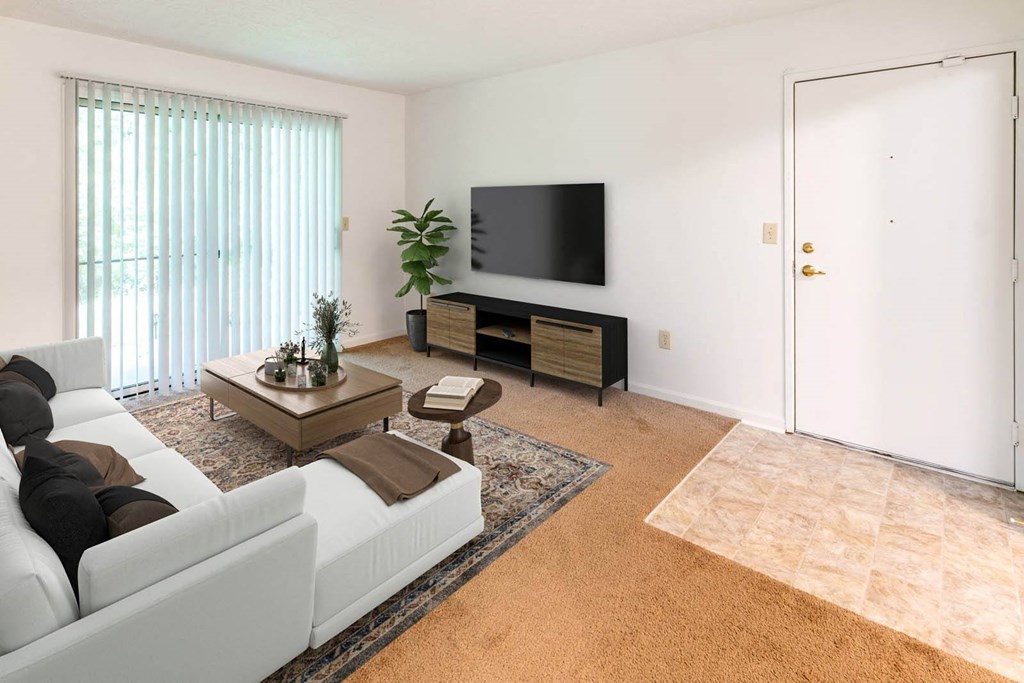 Living Room With TV at Creekside Square Apartments, Indianapolis Indiana