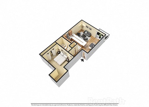 1 Bedroom, 1 Bathroom 750 Sq. Ft. Gypsum View Floor Plan at Sandstone Court Apartments, Greenwood, IN, 46142