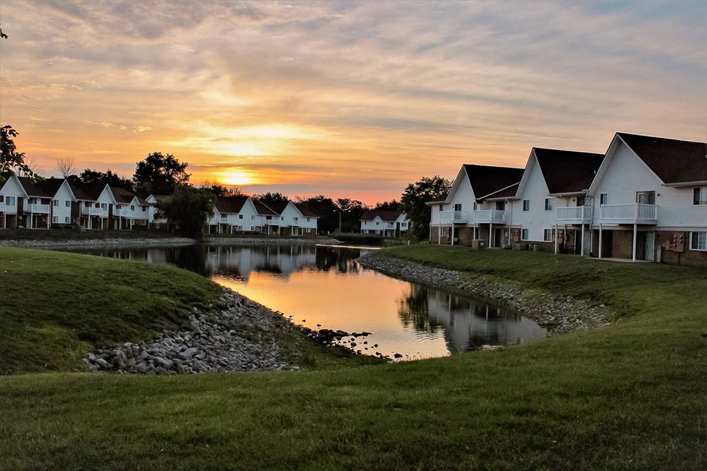 Beautiful sunset lakeview  at Waterstone Place Apartments, Indianapolis, IN, 46229