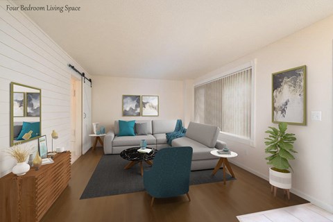 a rendering of a living room with a couch and chairs