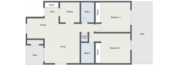Two Bedroom Floor Plan - Downstairs