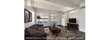 Virtually Staged Example of a 1 Bedroom 1 Bath unit at The Lofts at Elk Terminal