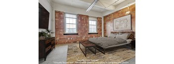 Virtually Staged Example of a 2 Bedroom 1 Bath unit at The Lofts at Elk Terminal