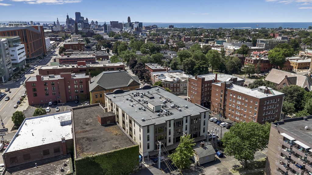 a view of the city from the roof of a building at Nineteen North, Buffalo, NY, 14202