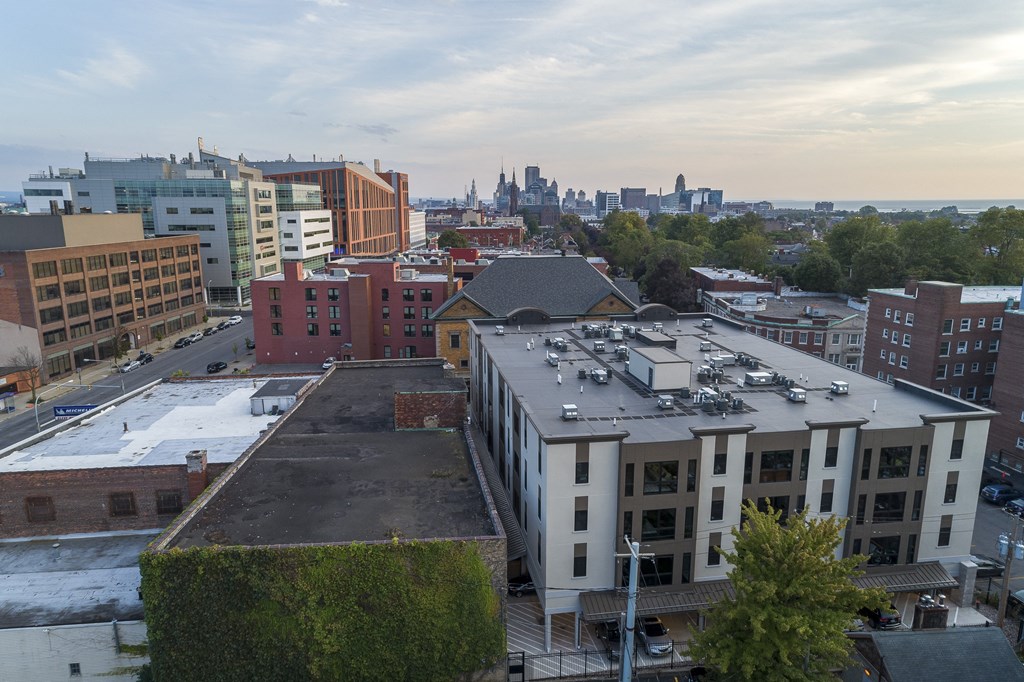 the view of the city from the roof of a building at Nineteen North, Buffalo, NY
