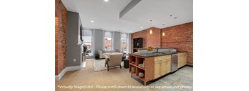 Virtually Staged Example of a 1 Bedroom 1 Bath unit at Granite Works