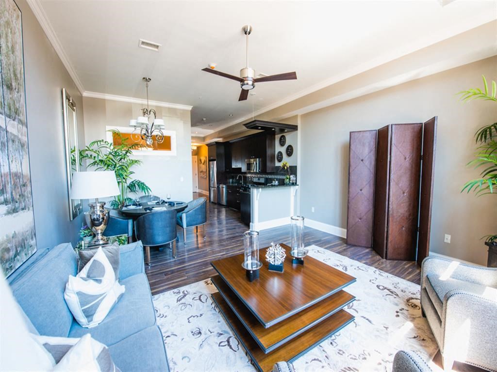 a living room with a couch and a table