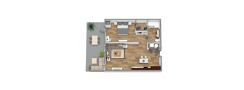 a floor plan of a house with a bedroom and a living room