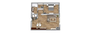 a floor plan of a house with a bedroom and a living room