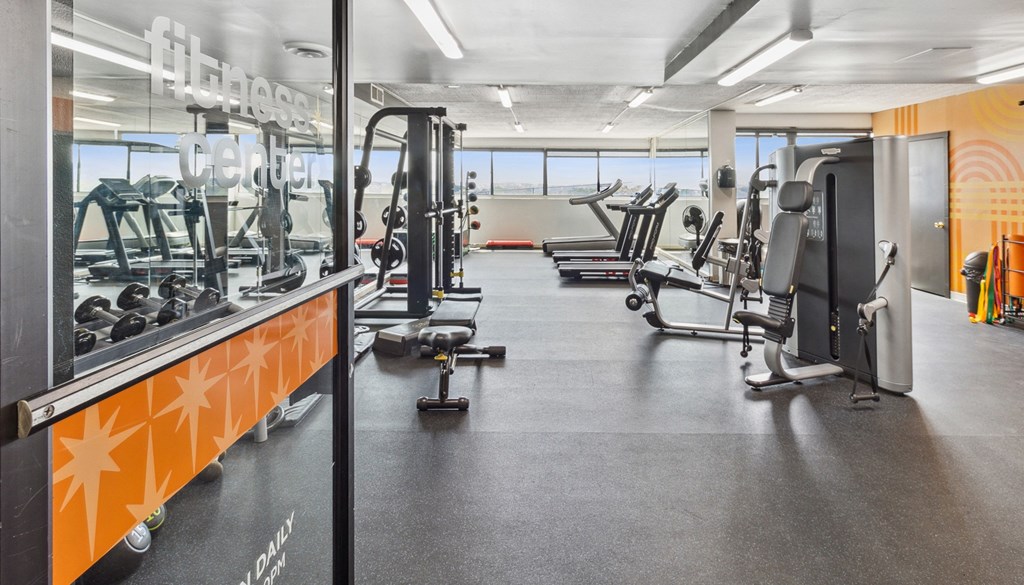 a gym with cardio machines at Walnut Towers at Frick Park, Pittsburgh, PA 15217