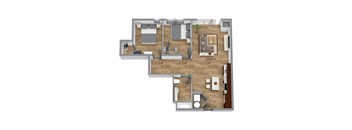 a floor plan of a house with a bedroom and a living room
