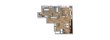 a floor plan of a house with a bedroom and a living room