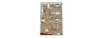 a floor plan of a house with a bedroom and a living room