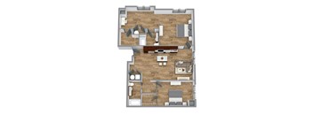 a floor plan of a house with a bedroom and a living room