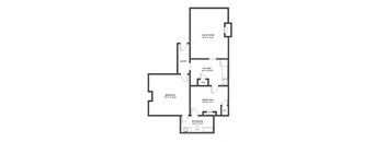 a floor plan of a 1 bedroom floor plan for an open floor plan with a