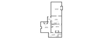a floor plan of a 1 bedroom floor plan with a mix of bedrooms and baths