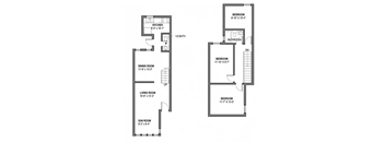 a floor plan of a small house with a bedroom and a living room