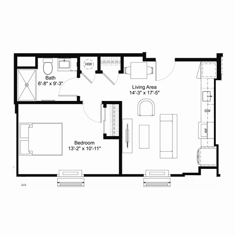 A1 Floor Plan at The Jones Tower at the Collective, Pennsylvania, 15203