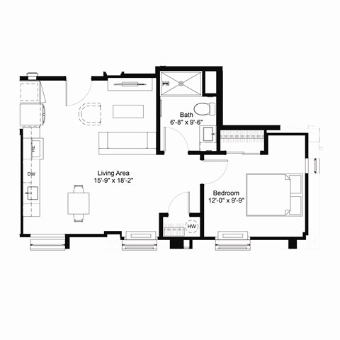 A2 Floor Plan at The Jones Tower at the Collective, Pittsburgh, PA