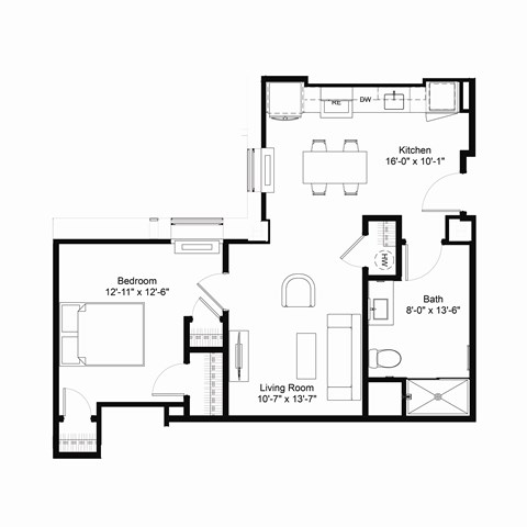 A3 Floor Plan at The Jones Tower at the Collective, Pittsburgh, 15203