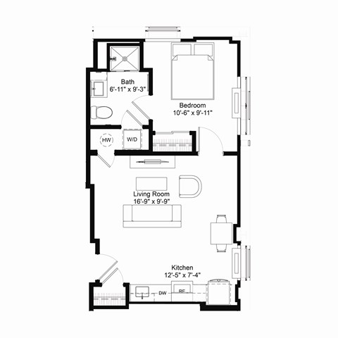 A5 Floor Plan at The Jones Tower at the Collective, Pittsburgh