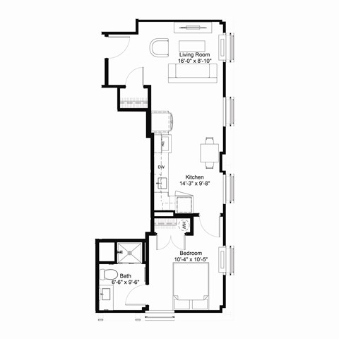 A9 Floor Plan at The Jones Tower at the Collective, Pittsburgh, PA