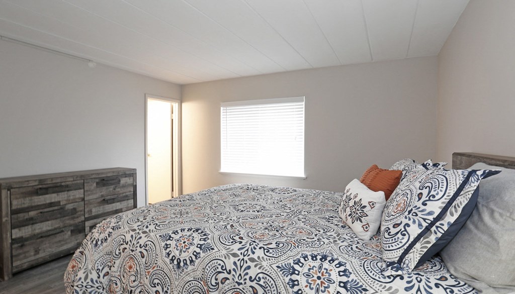 bedroom a bedroom with a bed and a window at Walnut Crossings, Monroeville, PA, 15146