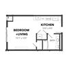 D2 Studio 1 Bath Floor Plan D2 Studio 1 Bath Floor Plan at Bakery Living, Shadyside, Pittsburgh, PA 15206