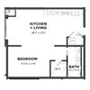 E3 Studio 1 Bath Floor Plan E3 Studio 1 Bath Floor Plan at Bakery Living, Shadyside, Pittsburgh