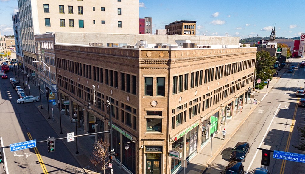 a view of a city street from the top of a building at Walnut on Highland, Pittsburgh, PA