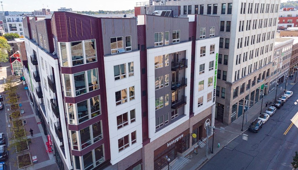 a view from the top of a building of a city street at Walnut on Highland, Pittsburgh, PA