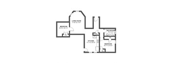 a floor plan of a house showing the bedrooms and the living room